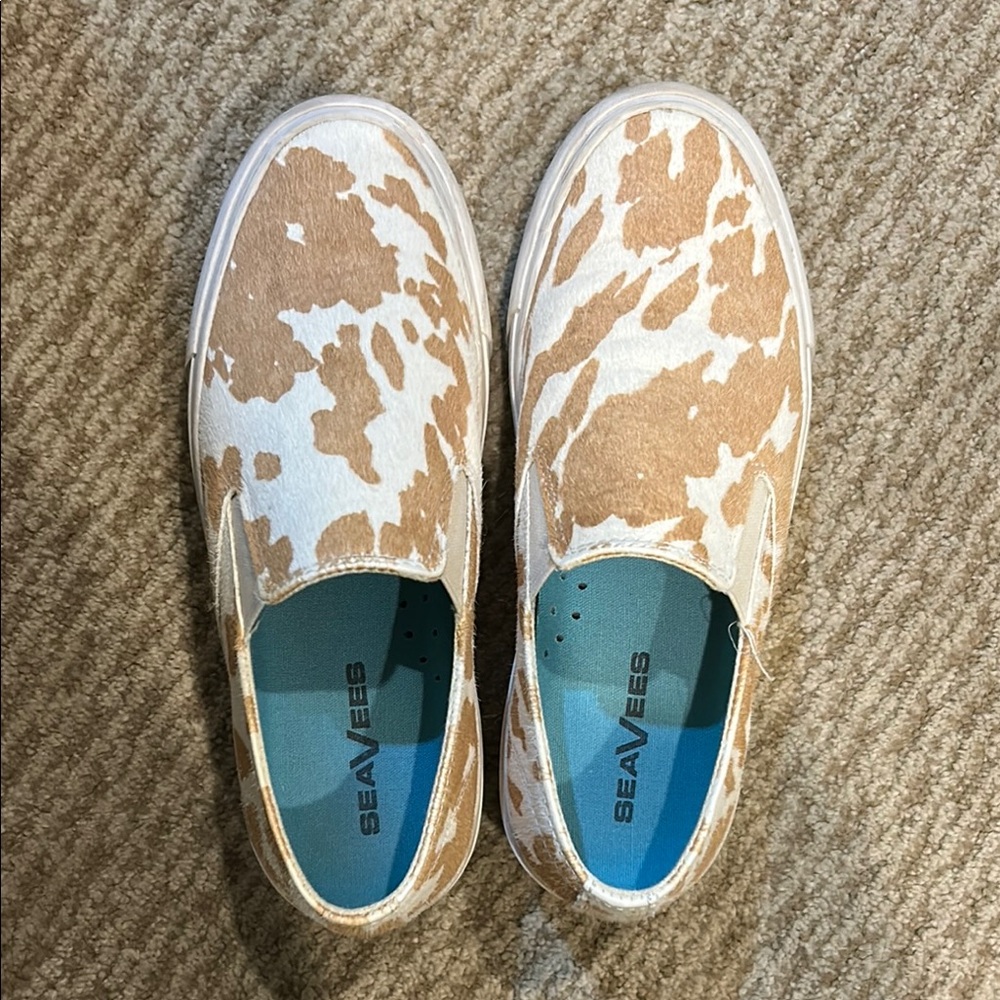 SeaVees Cow Print Pony Slip-Ons